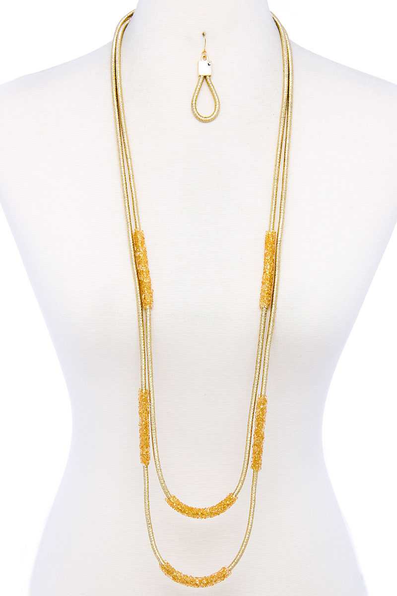 Double Layer Chic Long Necklace And Earring Set