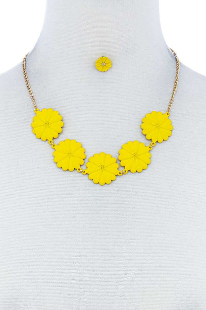 Fashion Cute Multi Tender Flower Necklace And Earring Set