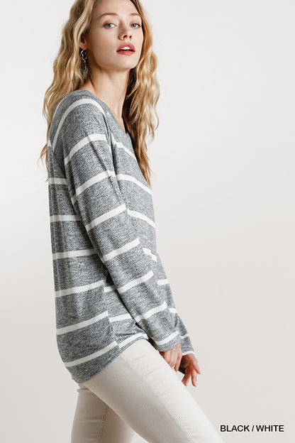 Striped Round Neck Long Sleeve Top