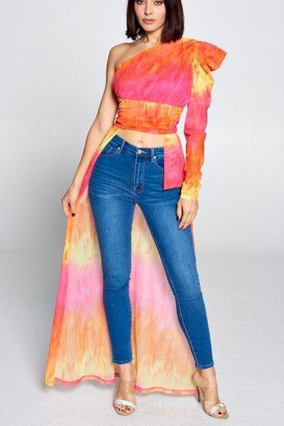 Tie Dye One Shoulder Top