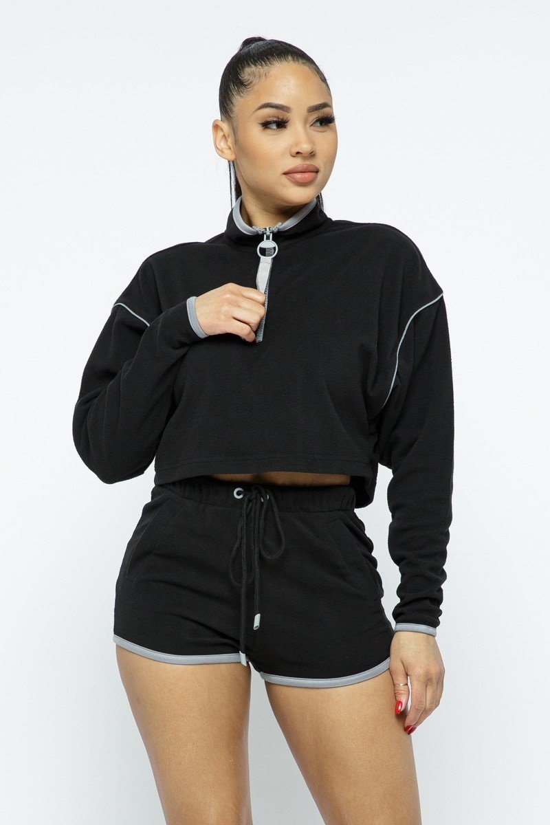 Sporty Crop Top Sporty High-waist Shorts Set