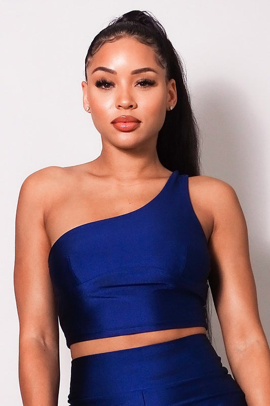 Sleeveless One Shoulder Bustier Crop Top