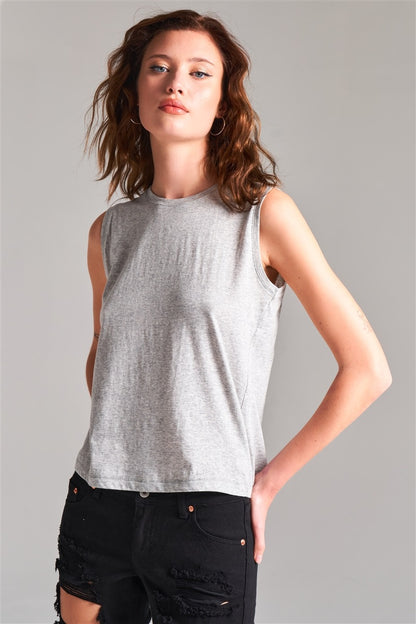 Solid Sleeveless Round Neck Basic Tank Top