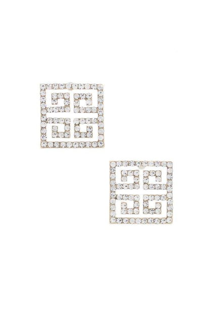 Maze Square Rhinestone Earring