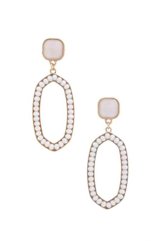 Beaded Oval Post Drop Earring