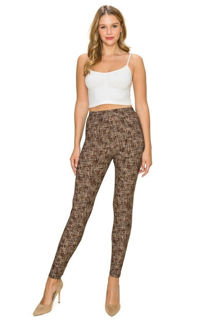 Multi Print, Full Length, High Waisted Leggings In A Fitted Style With An Elastic Waistband