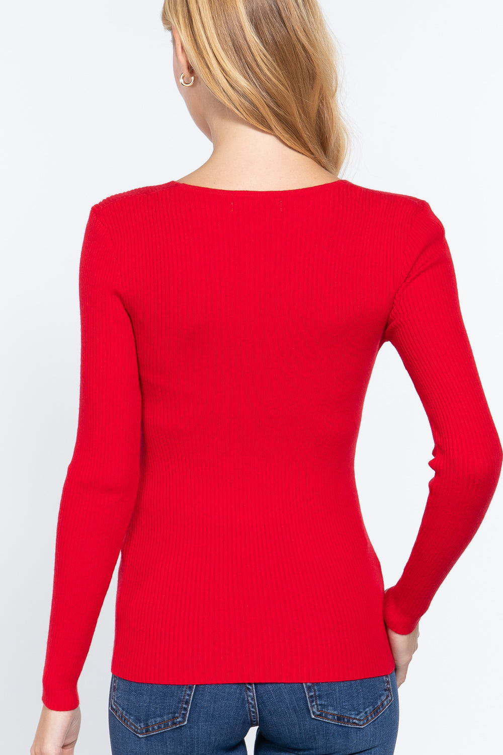 V-neck Viscose Rib Sweater