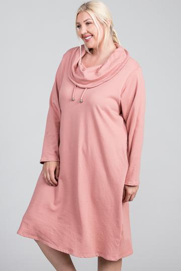 Turtleneck Hidden Pocket Long Sleeve Maxi Dress