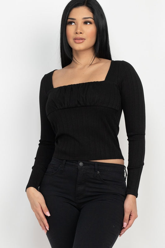 Shirred Square Neck Top