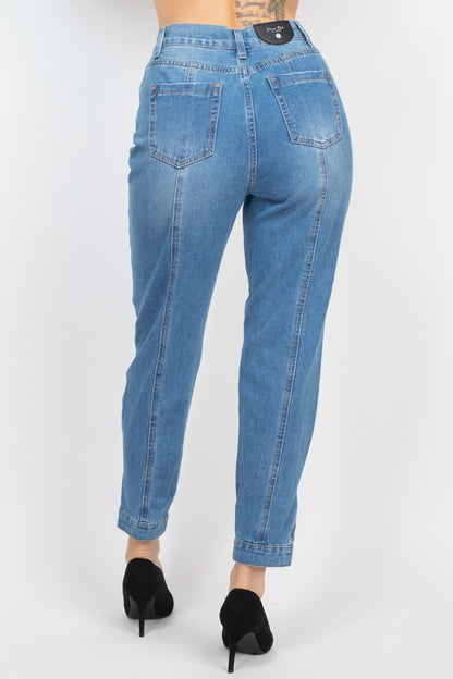 Cuffed-button Mom Jeans