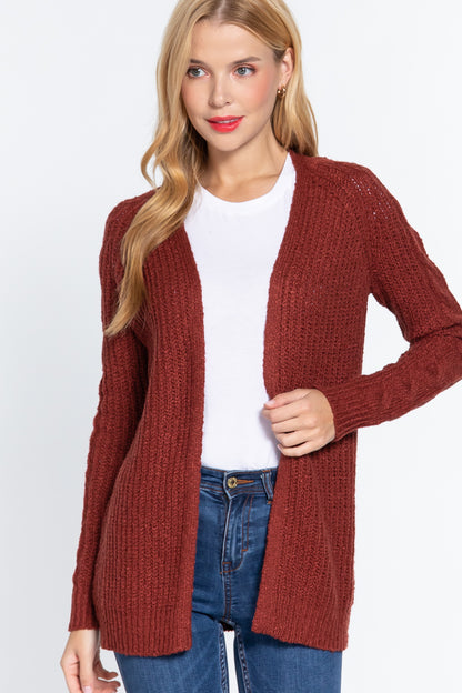 Long Slv Open Front Sweater Cardigan