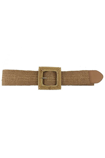 Fashion Square Straw Buckle Belt