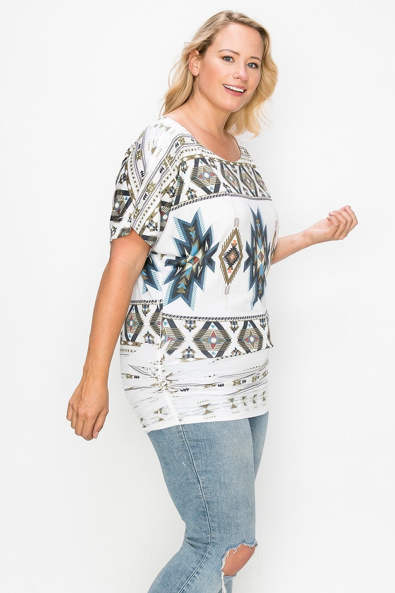 Geometric-tribal Sublimation Print Top