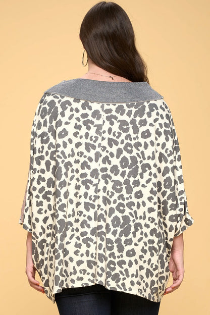 Multi Print Oversized V-neckline