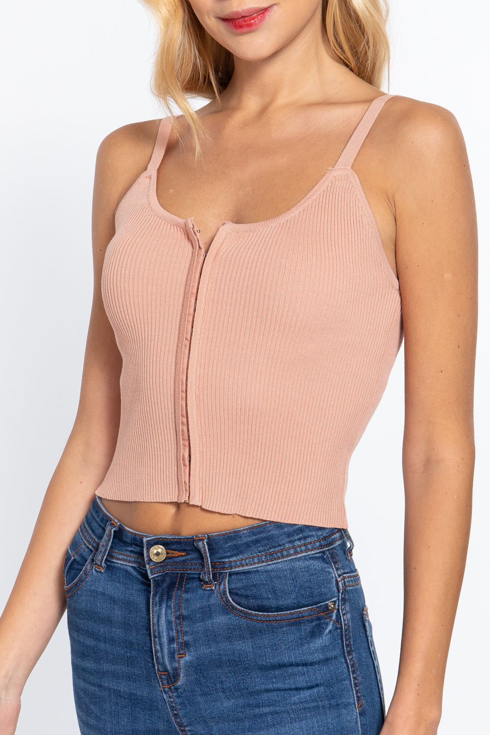 Front Closure With Hooks Sweater Cami Top