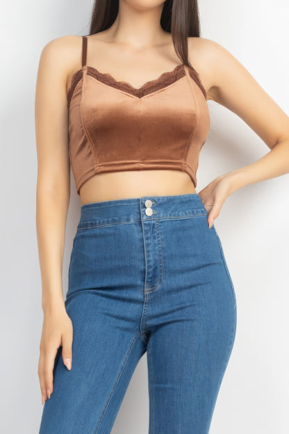 Sleeveless Corset Velvet Crop Top