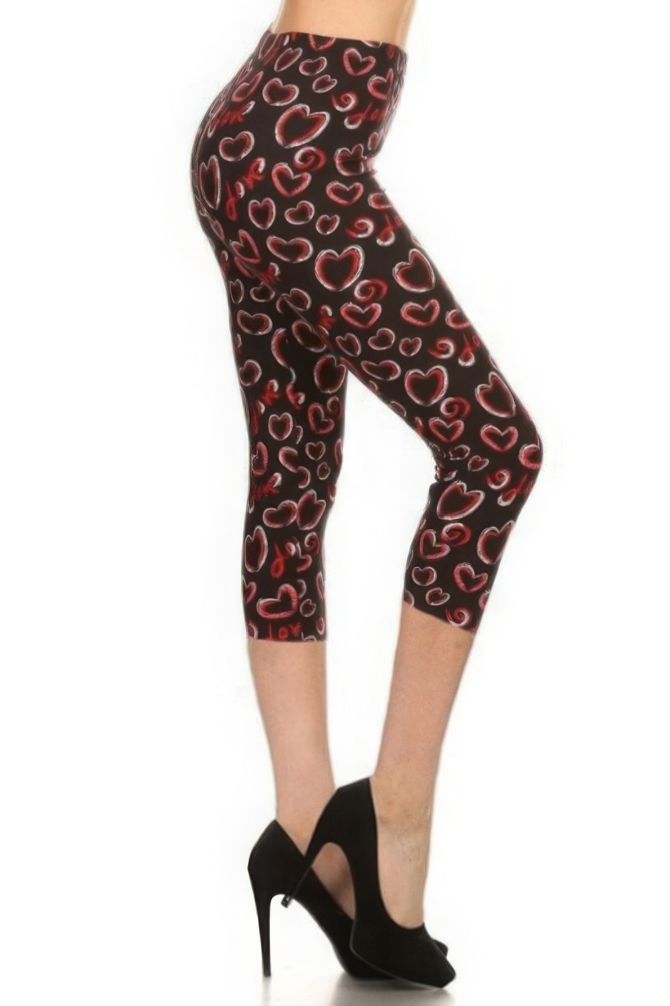 Multi-color Print, Cropped Capri Leggings In A Fitted Style With A Banded High Waist