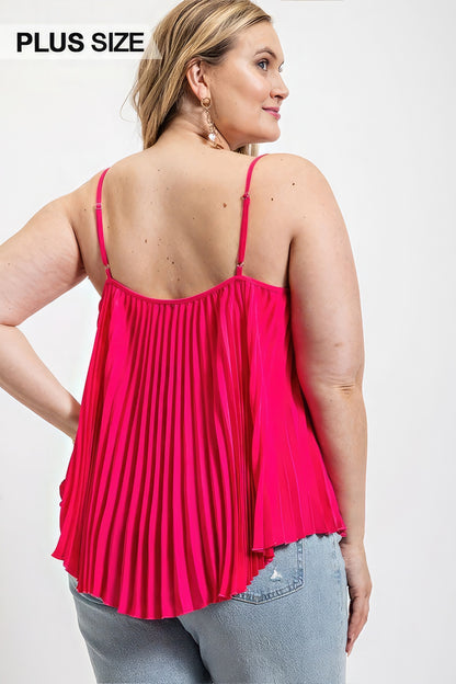 Pleated Tank Top With Adjustable Strap