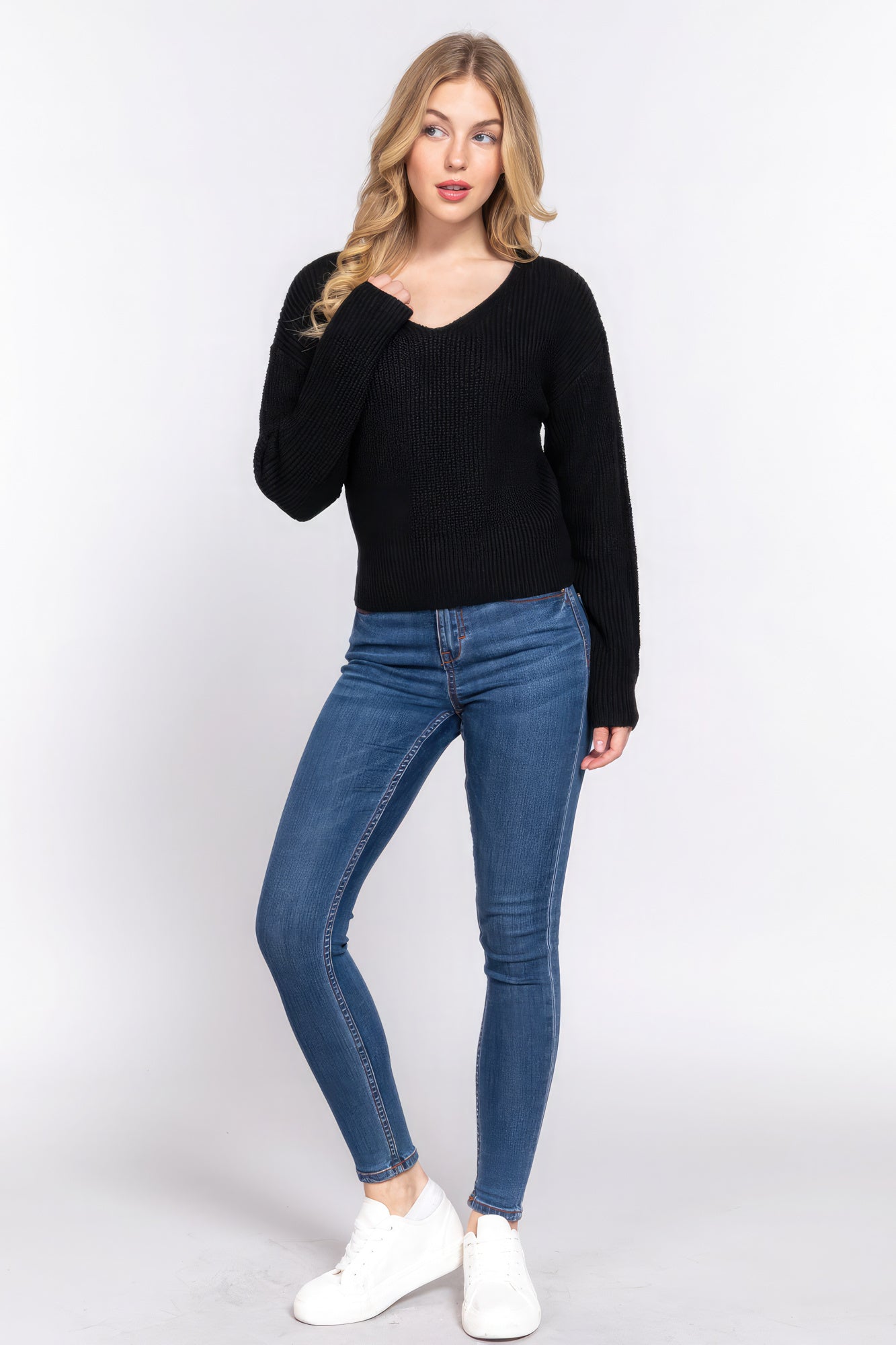 Dolman Slv Strappy Open Back Sweater