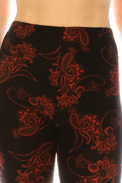 Printed High Waisted Leggings With Elastic Waistband