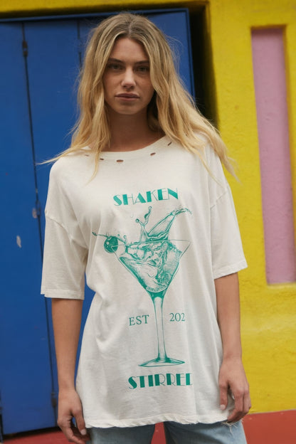 Shaken Stirred Martini Distressed Graphic Tee