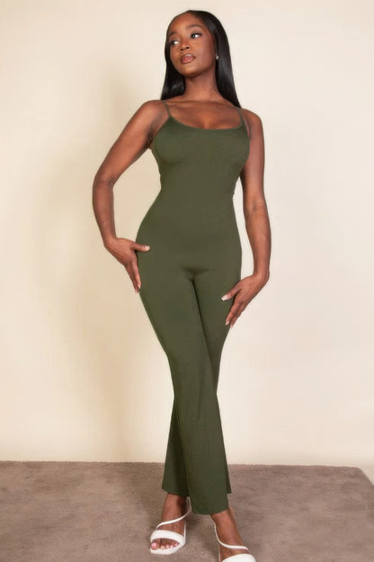 Ribbed sleeveless wide leg jumpsuit