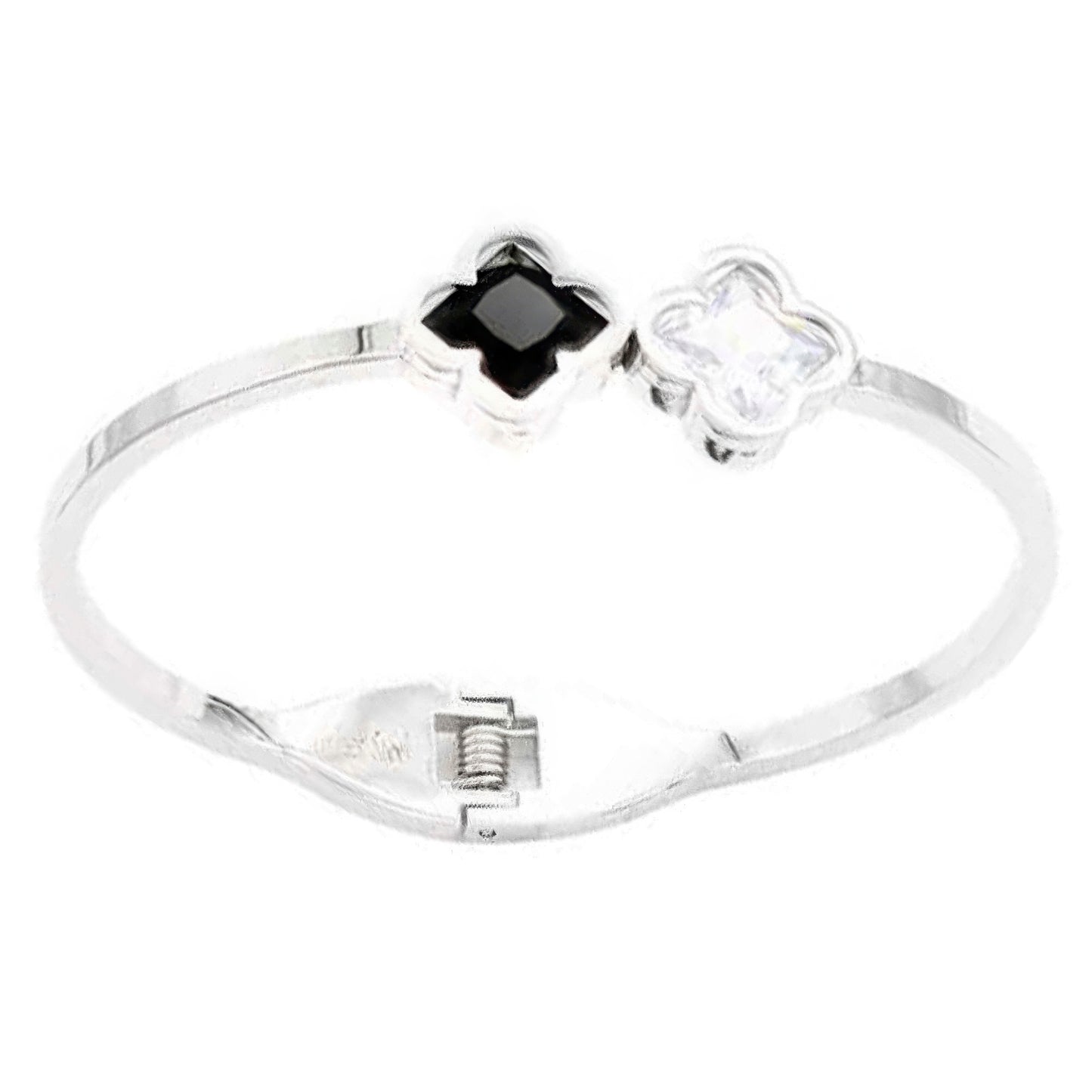 Double Clover Stainless Steel Hinged Bracelet