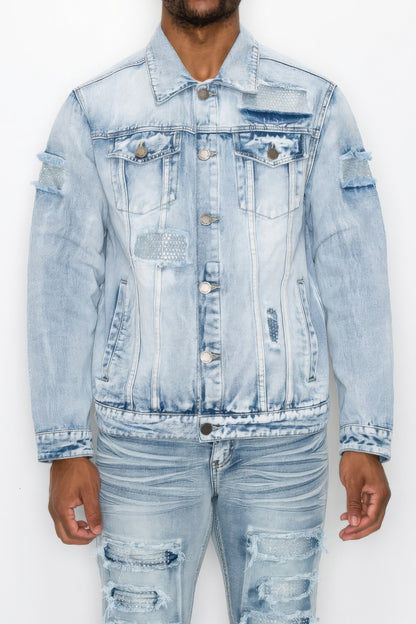 V-Diamond Denim Jacket