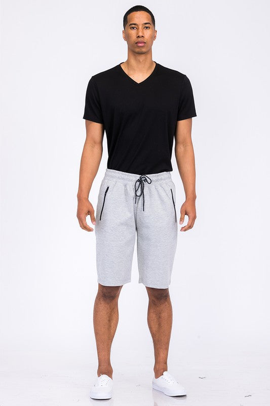 Cotton Blend Lounge Sweat Shorts with Zipper Pockets