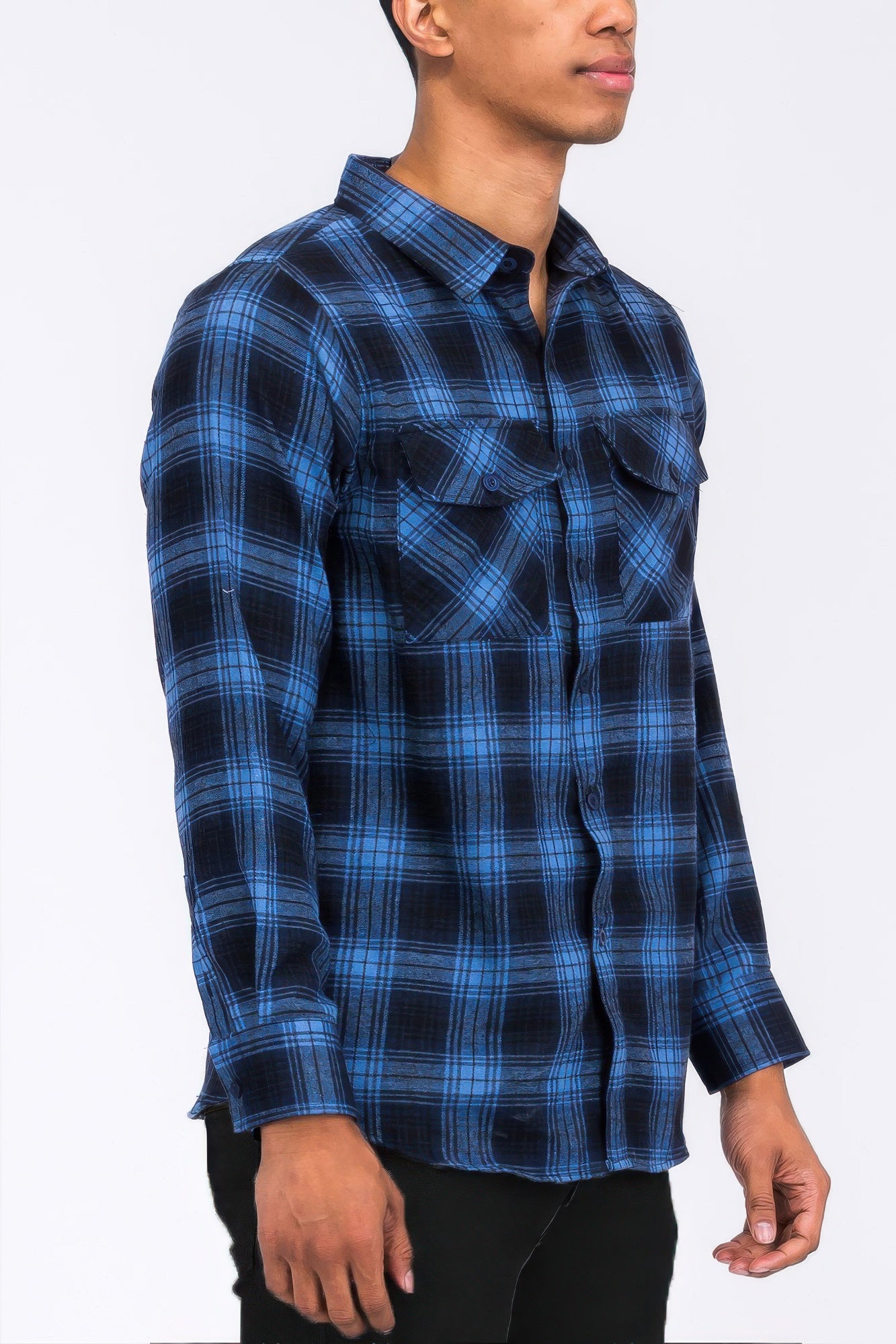 Regular Fit Checker Plaid Flannel Long Sleeve