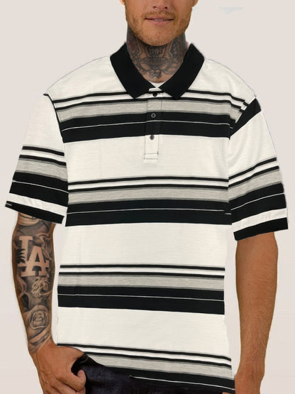 Old School Striped Pique Polo Shirt