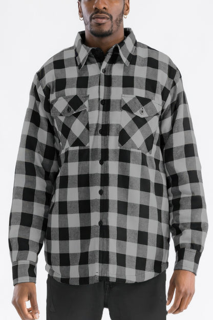 Mens Quilted Padded Flannel