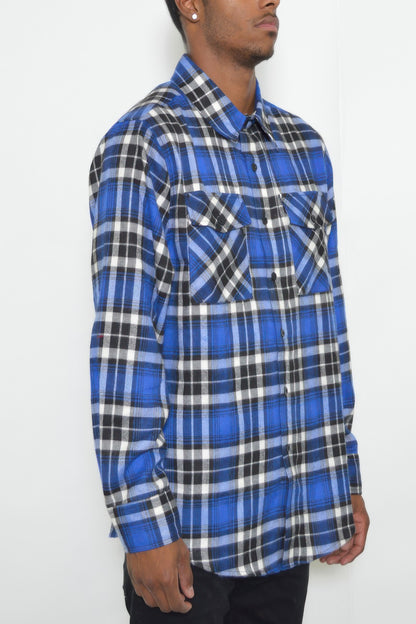 Regular Fit Checker Plaid Flannel Long Sleeve