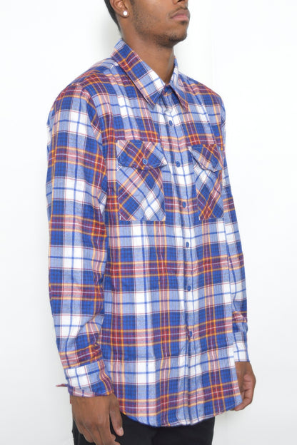 Regular Fit Checker Plaid Flannel Long Sleeve