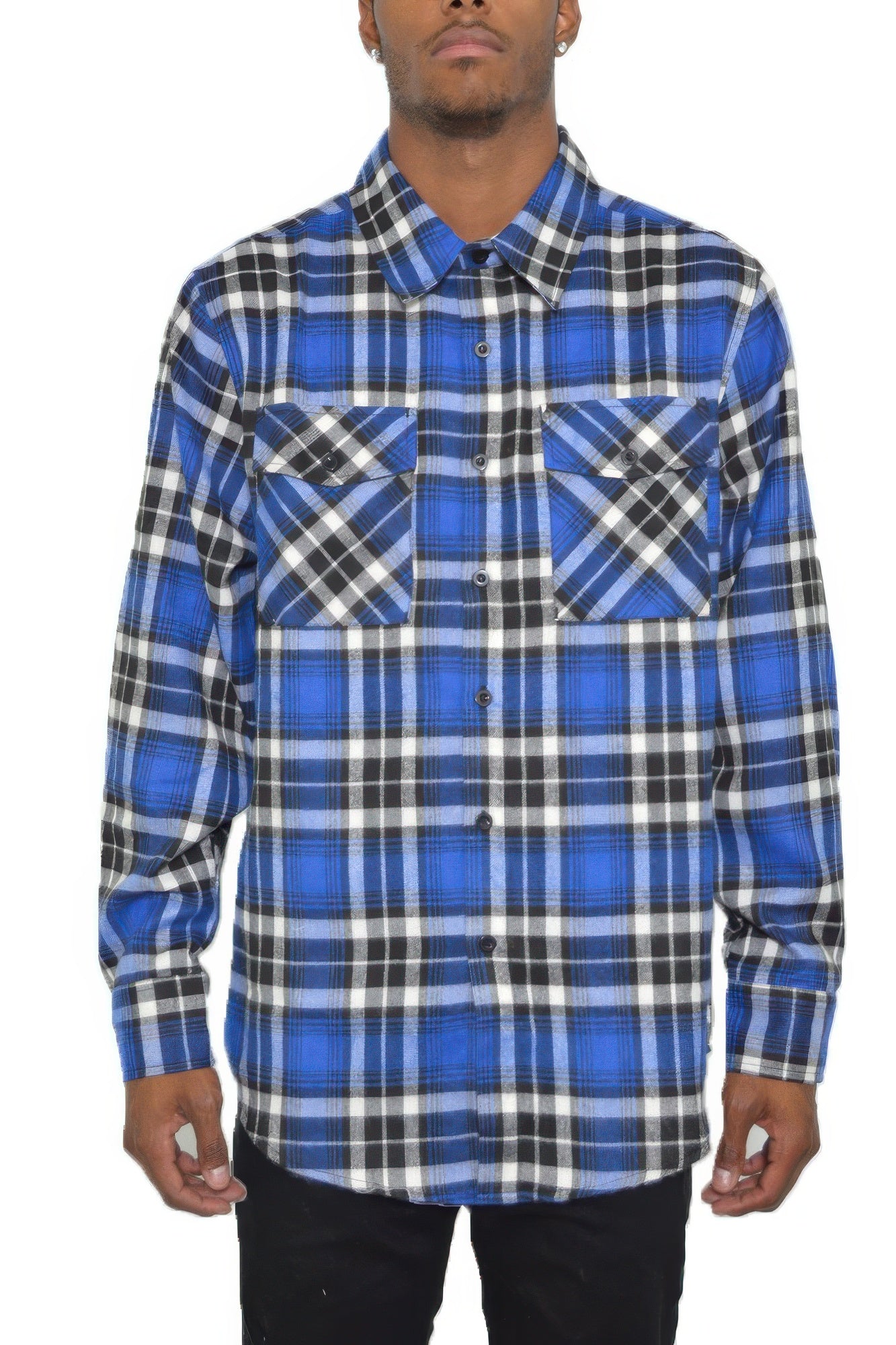 Regular Fit Checker Plaid Flannel Long Sleeve