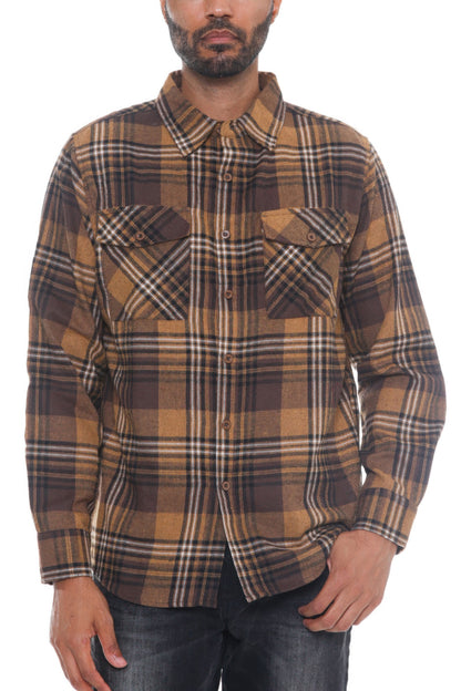 Regular Fit Checker Plaid Flannel Long Sleeve