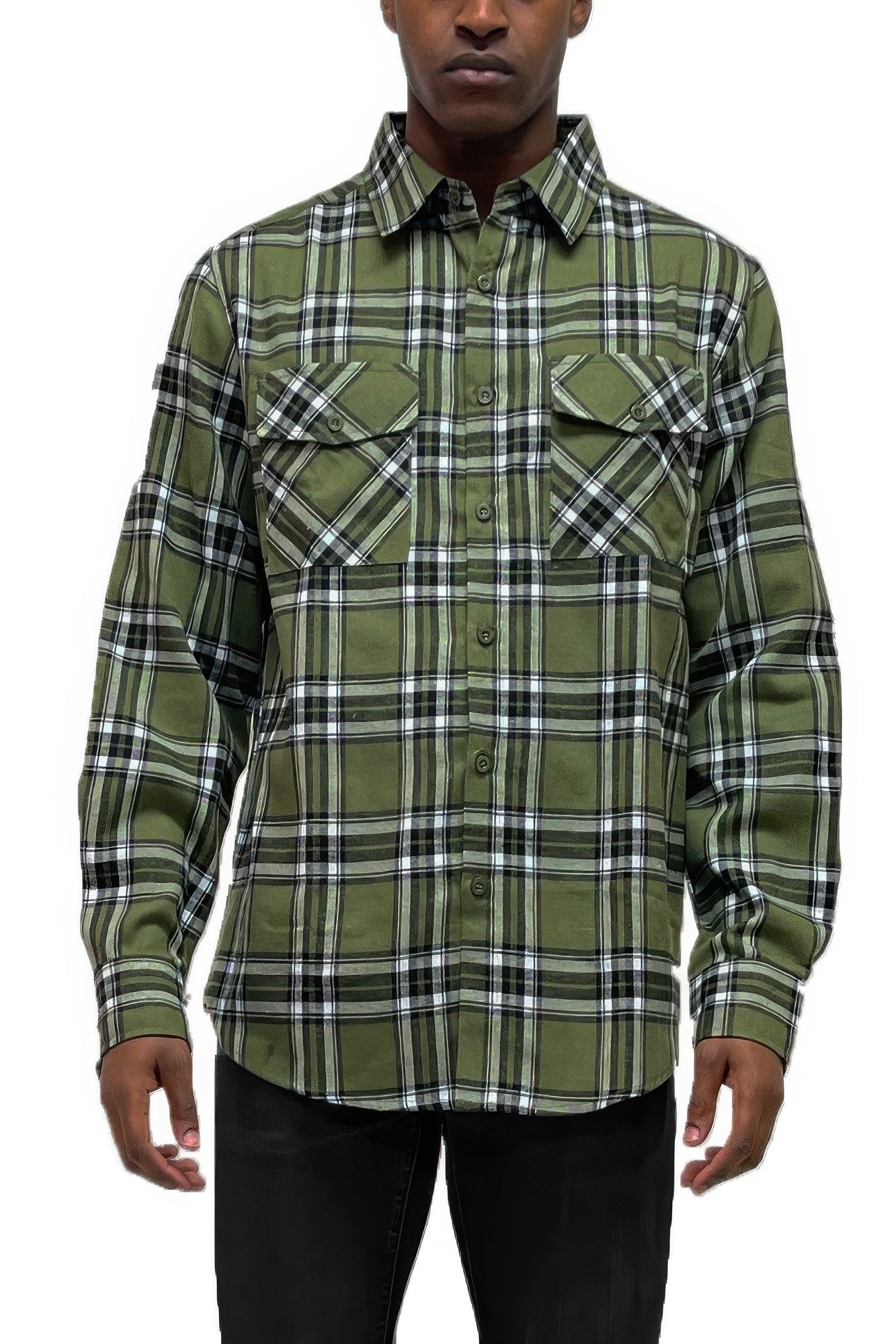 Long Sleeve Flannel Full Plaid Checkered Shirt