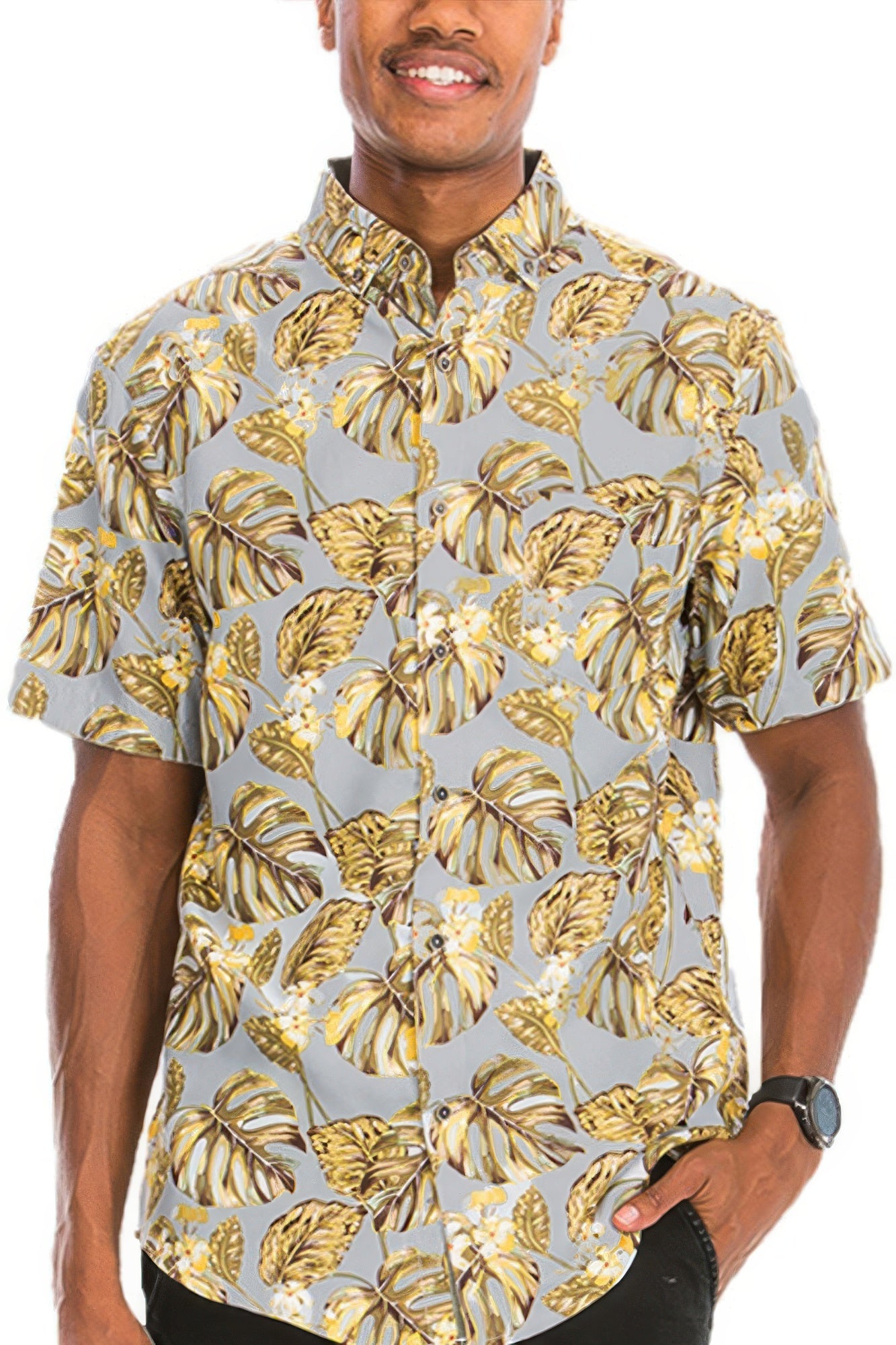 Hawaiian Print Button Down Shirt