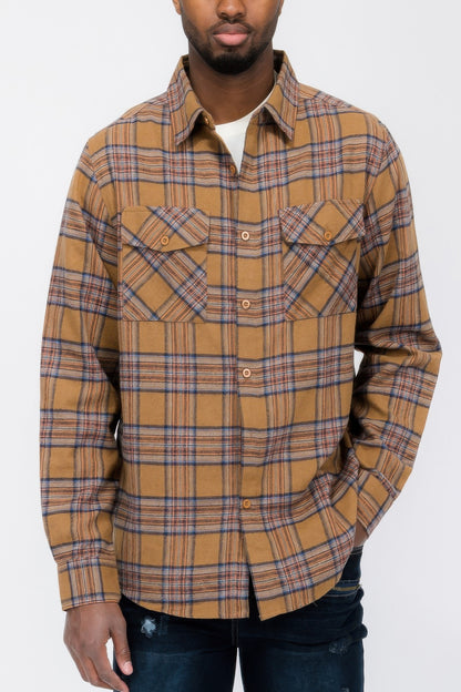 Long Sleeve Flannel Full Plaid Checkered Shirt