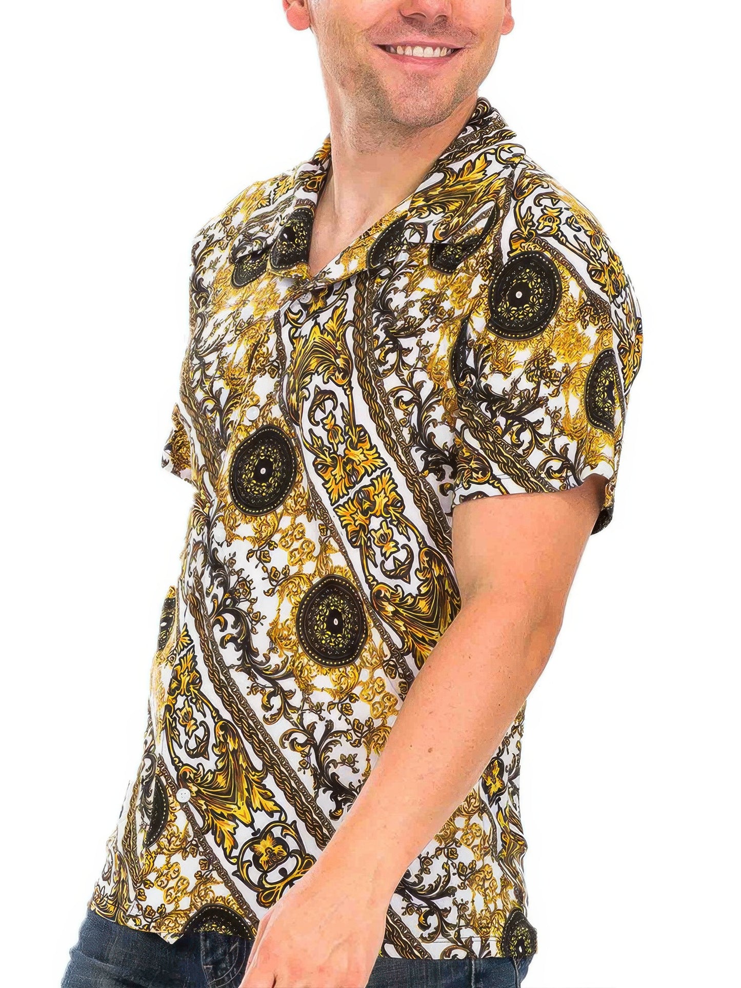 Mens Print Button Down Shirt