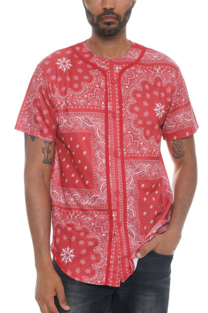 Bandana Print Baseball Jersey