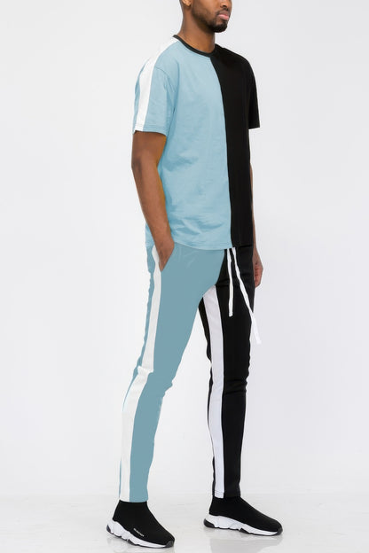 Two Tone Color Block Track Pant Jogger