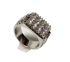 Rhodium Plated Onyx Cubic Zirconia Masonic Ring